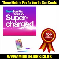 Three Network UK Pay As You Go SIM Card - EU Roaming Enabled